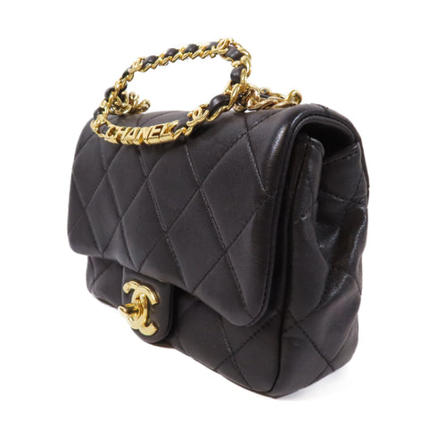 CHANEL Quilted CC GHW 2 Way Chain Shoulder Bag AS3748 Lambskin Leather Black