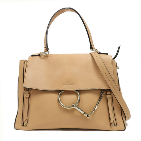 Chloe GHW Faye Bag 2 Way Bag Calfskin Leather Light Brown