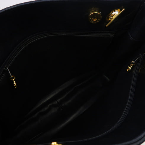 CHANEL CC Vintage Shoulder Bag Lambskin Leather Black