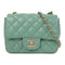 CHANEL Quilted CC GHW Mini Classic 17 Chain Shoulder Bag Lambskin Leather Green