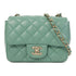 CHANEL Quilted CC GHW Mini Classic 17 Chain Shoulder Bag Lambskin Leather Green