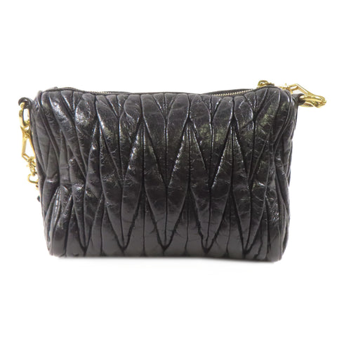 Miu Miu GHW Shoulder Bag Leather Black
