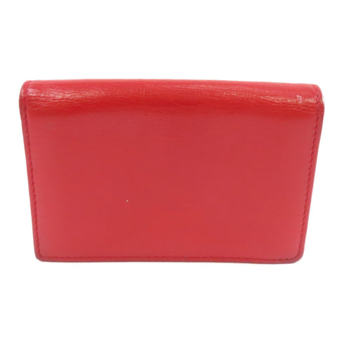 BVLGARI Card Case Calfskin Leather Red