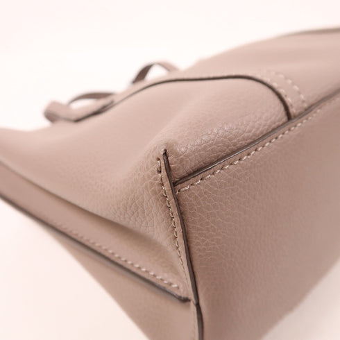 Tory Burch GHW 2 Way Shoulder Bag Calfskin Leather Brown