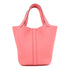 HERMES PHW Picotin PM Hand Bag/Bucket Tote Bag Clemence Leather Rose Azalee