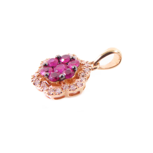 Jewelry Ruby 0.8ct Diamond Pendant Top 18K Rose Gold
