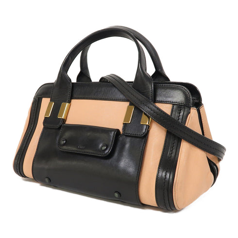 Chloe GHW Alice Handle 2 Way Shoulder Bag Calfskin Leather Black/Pink