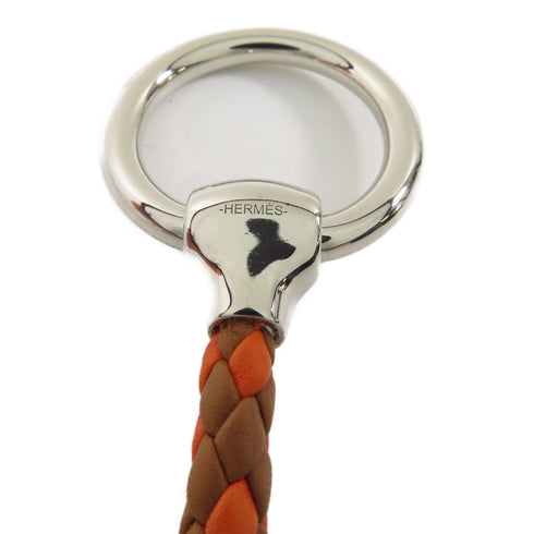 HERMES Scarf Ring Metal Leather