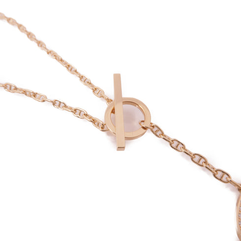 HERMES Chaine D'Ancre Contour Pendent Necklace 18K Pink Gold Diamond