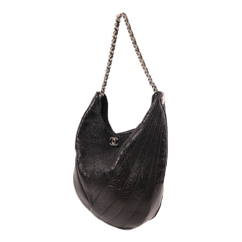 CHANEL CC SHW Chain Shoulder Bag Patent Leather Black v2