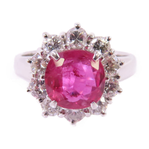 Jewelry 1.54ct Ruby 0.75ct Diamond Ring US#5.5 PT900 Platinum