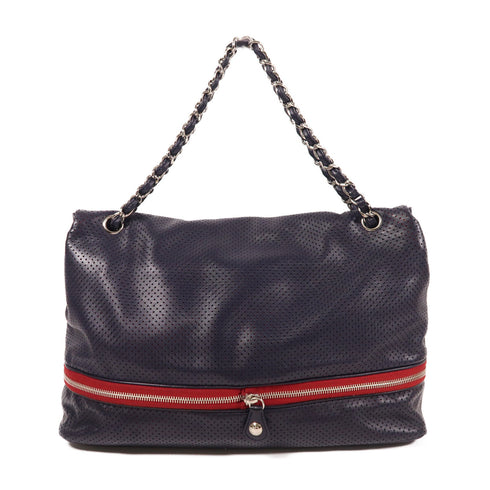 CHANEL CC SHW Chain Shoulder Bag Calfskin Leather Navy v1