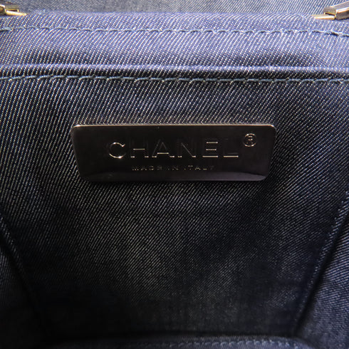 CHANEL CC GHW Vanity Case Chain Shoulder Bag Lambskin Leather Deep Blue