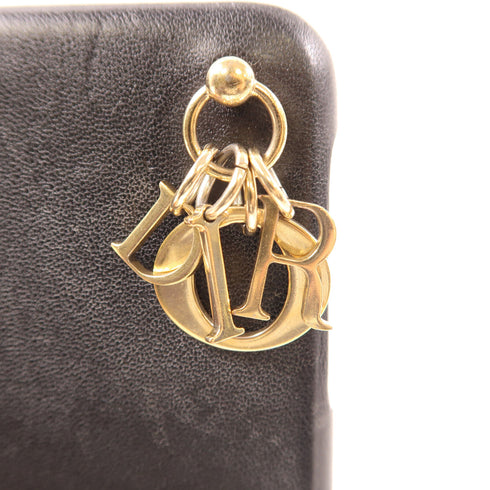 Christian Dior CD GHW iphone 10 Case Lambskin Leather Black