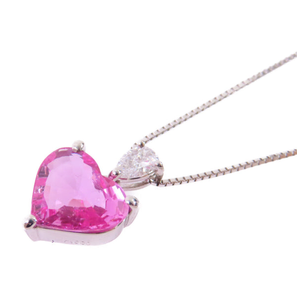 FINE JEWELRY 2.70ct Pink Sapphire 0.20ct Diamond Necklace PT850 Platinum