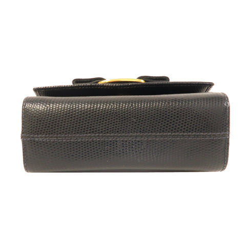 Salvatore Ferragamo GHW Chain Shoulder Bag Calfskin Leather Blue