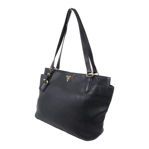 PRADA GHW Shoulder Bag BR4870 Calfskin Leather Black