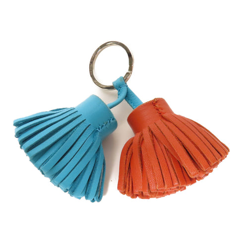 HERMES Carmen Charm Swift Leather 8V/7N Orange Poppy Bleu Azteque Blue/Orange