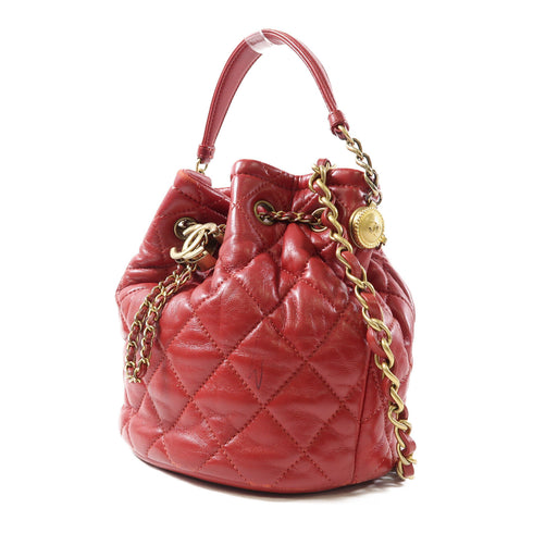CHANEL Quilted CC GHW Chain Shoulder Bag 2 Way Bag AS2057 Lambskin Leather Red
