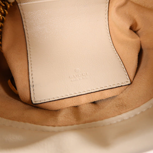 GUCCI GG GHW Bucket Chain Shoulder Bag 573817 Calfskin Leather White