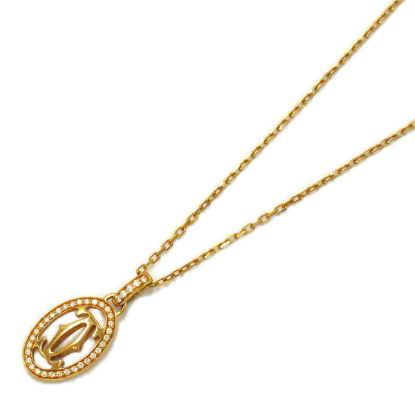 CARTIER Logo Double Necklace B7219300 Diamond 18K Pink Gold