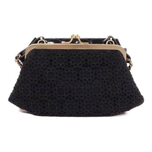 CHANEL CC GHW Chain Shoulder Bag Patent Leather Black