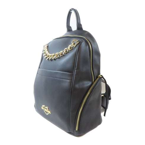 MOSCHINO GHW Backpack Rucksack Coated Canvas Black