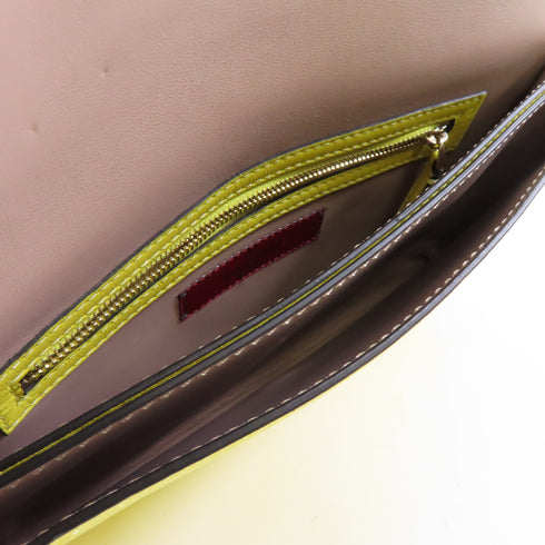 Valentino GHW Clutch Bag Leather Yellow