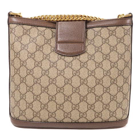 GUCCI GG Chain Shoulder Bag 499622 Coated Canvas Brown