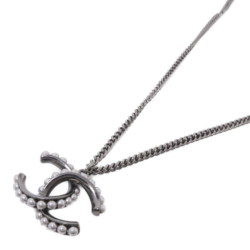 CHANEL CC Necklace Accessories Metal PVC Gray Silver