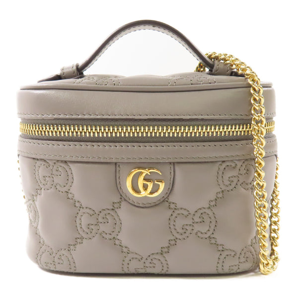 Gucci GG GHW Matelasse Top Handle Mini Chain Shoulder Bag 723770 Leather Beige