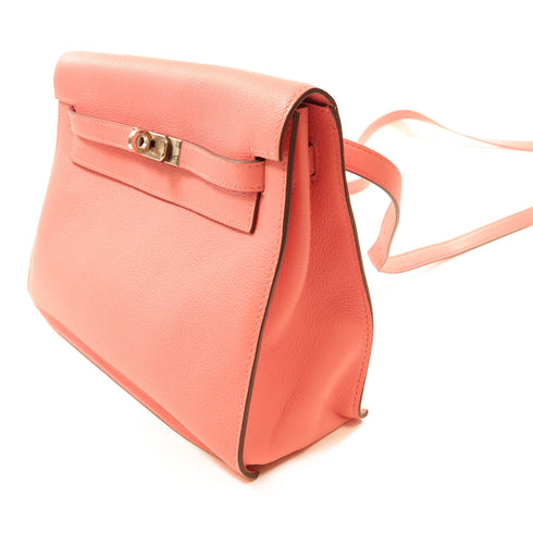 HERMES PHW Kelly Dance Shoulder Bag Evercolor Leather Rose D'ete Pink