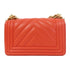 CHANEL Herringbone CC GHW Boy Chanel Chain Shoulder Bag Lambskin Leather Red
