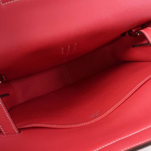 HERMES PHW Halzan 31 2 Way Shoulder Bag Clemence Leather Rose Extreme