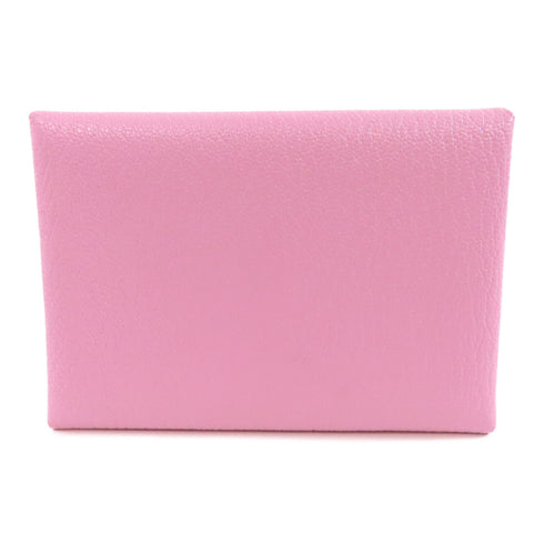HERMES PHW Calvi Duo Card Case Veau Epsom Leather Mauve Sylvestre Pink