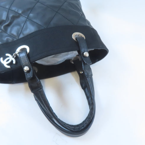 Chanel CC SHW Tote Bag PVC Coated Canvas Black