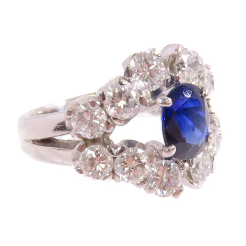 FINE JEWELRY 1.79ct Sapphire 2.50ct Diamond Ring PT900 Platinum US#7.5