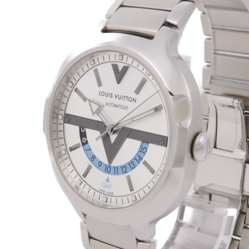 LOUIS VUITTON LV Voyager GMT Automatic Watch Q7D311 Stainless Steel Silver