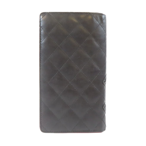 CHANEL Quilted CC SHW Cambon Long Wallet Calfskin Leather Black v2