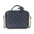 CHANEL CC GHW Quilted Vanity Case Shoulder Bag A93342 Caviar Leather Navy