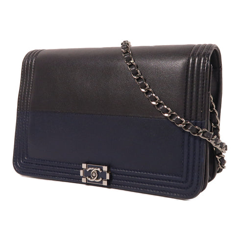 CHANEL CC SHW WOC Shoulder Bag Leather Blue/Black
