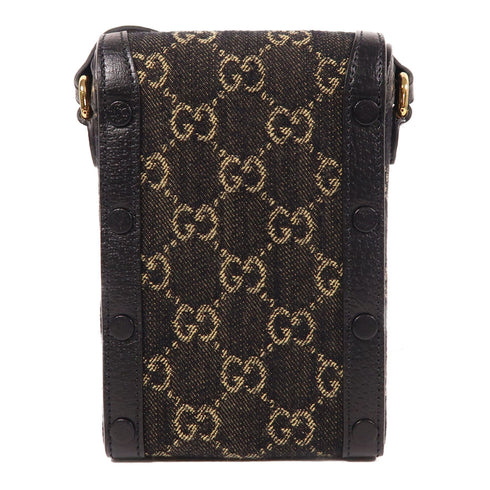 GUCCI GG GHW Horsebit 1955 Mini Shoulder Bag 625615 Canvas Navy