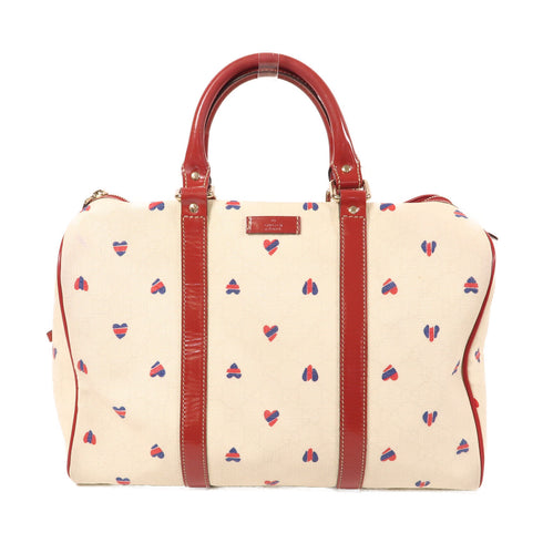 GUCCI GG GHW Hand Bag PVC Coated Canvas Calfskin Leather 193603 White/Red/Navy