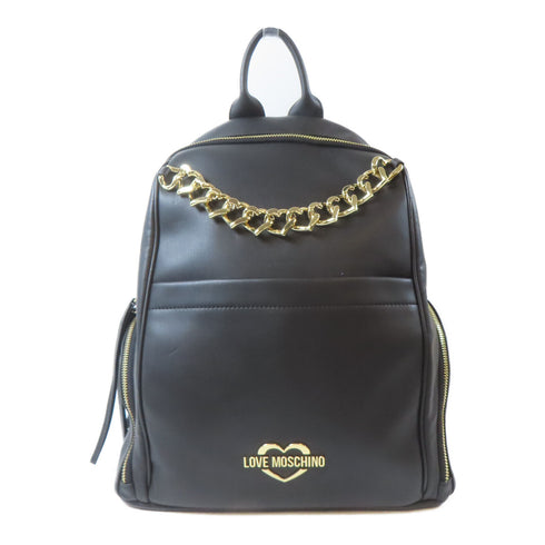 MOSCHINO GHW Backpack Rucksack Coated Canvas Black