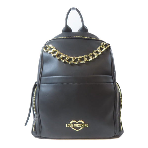 MOSCHINO GHW Backpack Rucksack Coated Canvas Black