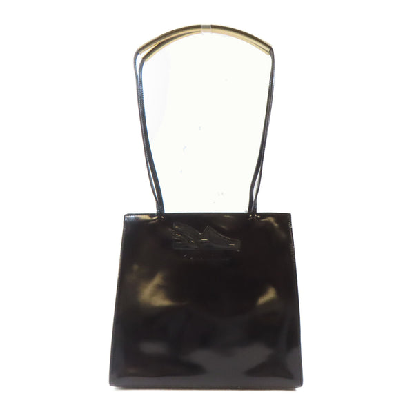 Salvatore Ferragamo GHW Shoulder Handbag Patent Leather Black