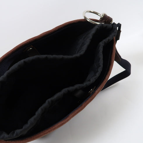 HERMES PHW Bolso De Aseo Shoulder Bag Canvas Stamp O Brown