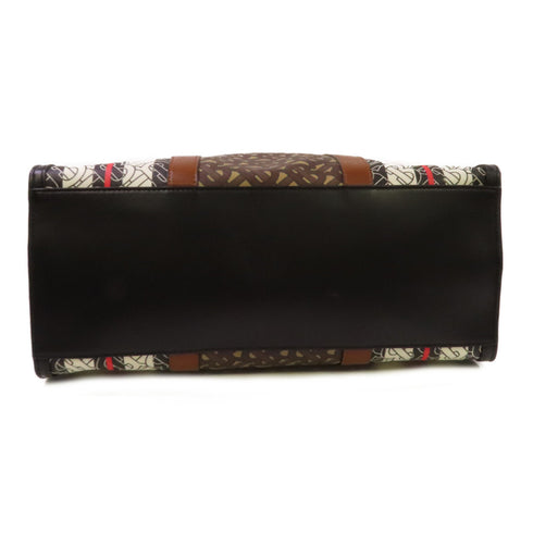 BURBERRY Tote Bag Shoulder Bag Coated Canvas Brown Black White