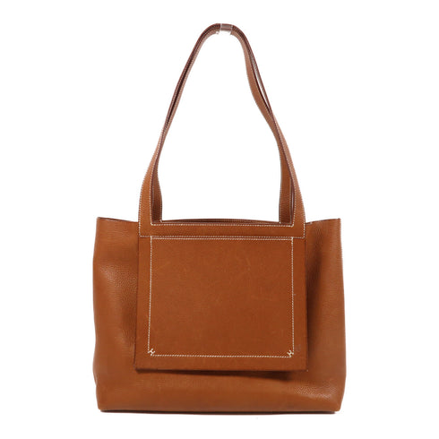 HERMES Cabasellier 31 Shoulder Bag Barenia Leather Brown