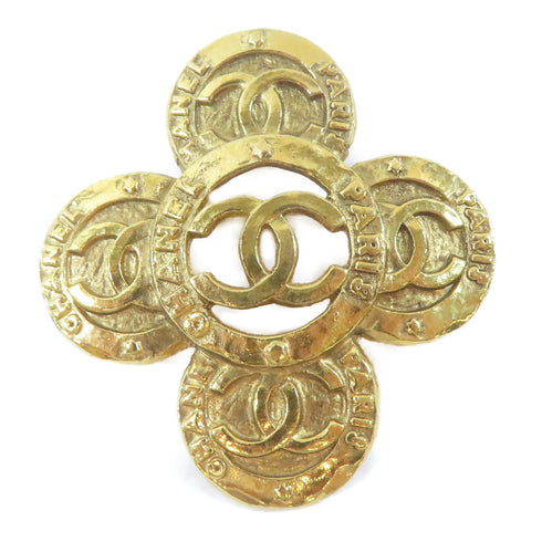 CHANEL CC Brooch Pin Metal Gold